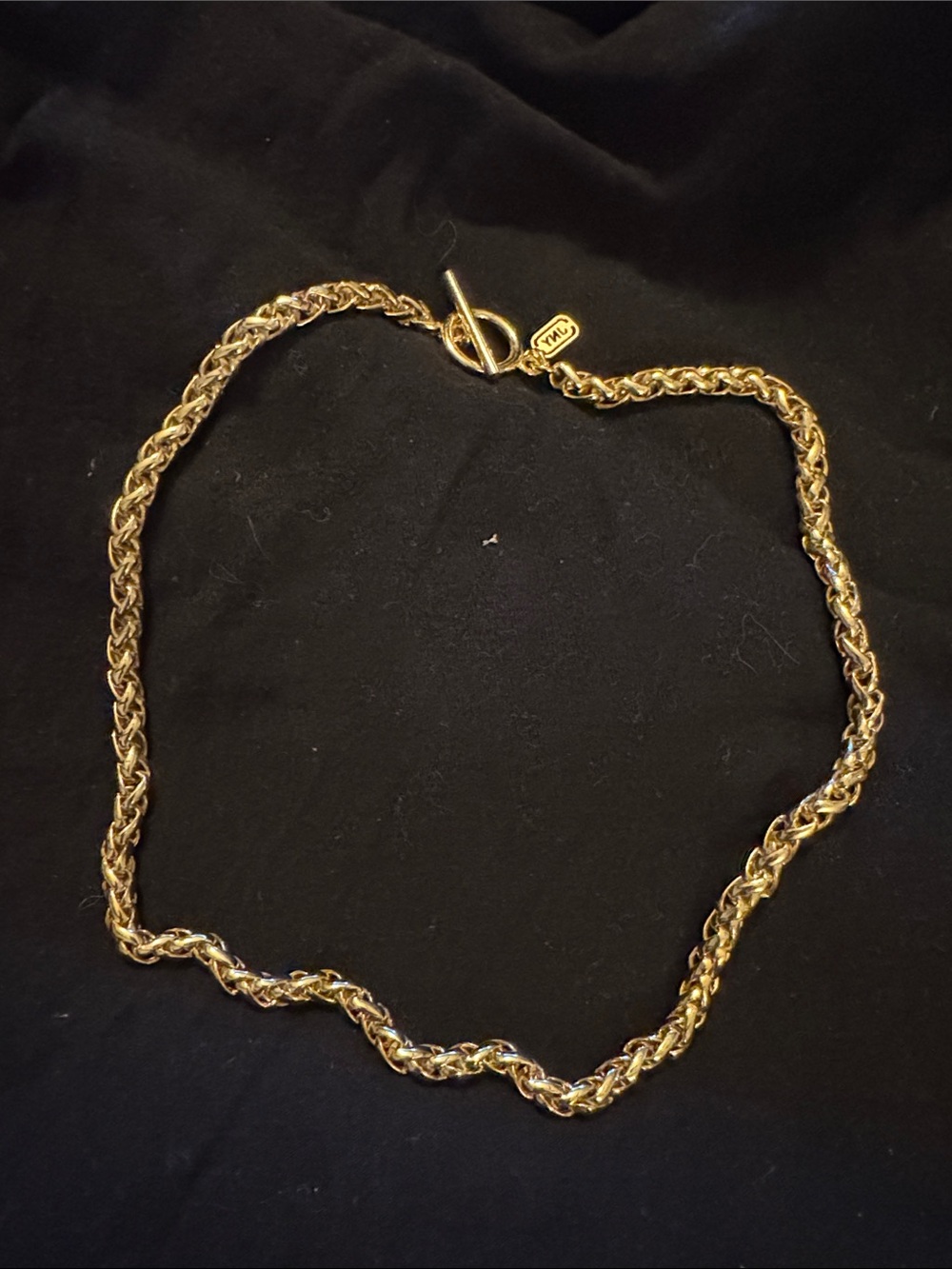 Vintage JNY Gold Rope Chain Toggle Necklace -